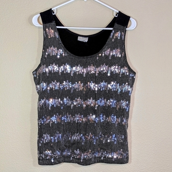 Black and Silver Sequins Sleeveless Top by Chico's - Picture 1 of 7